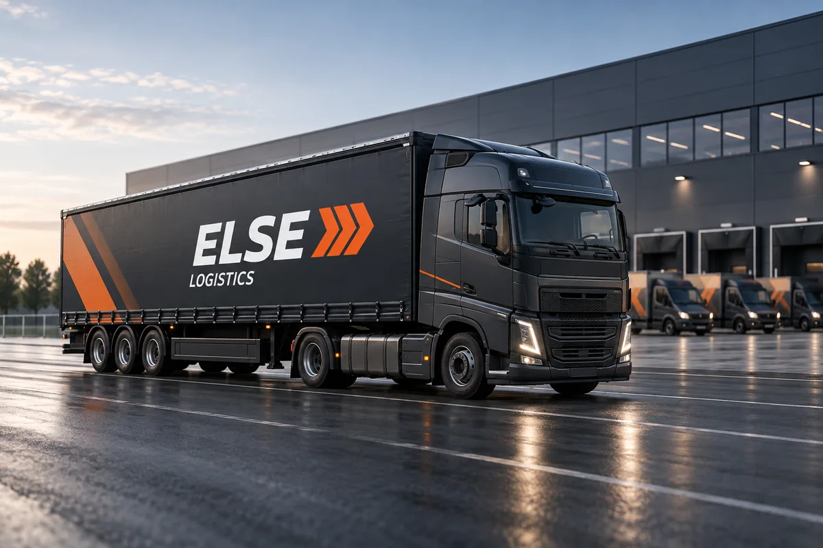 ELSE Logistics brand visualisation on a truck at a logistics terminal